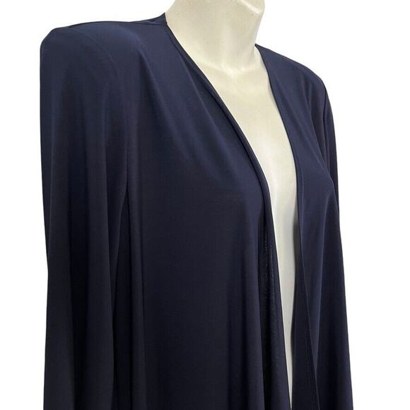 R&M Richards Navy Blue Jersey Knit Knee Length Open Stretch Jacket USA NWT sz 12 - Picture 4 of 16
